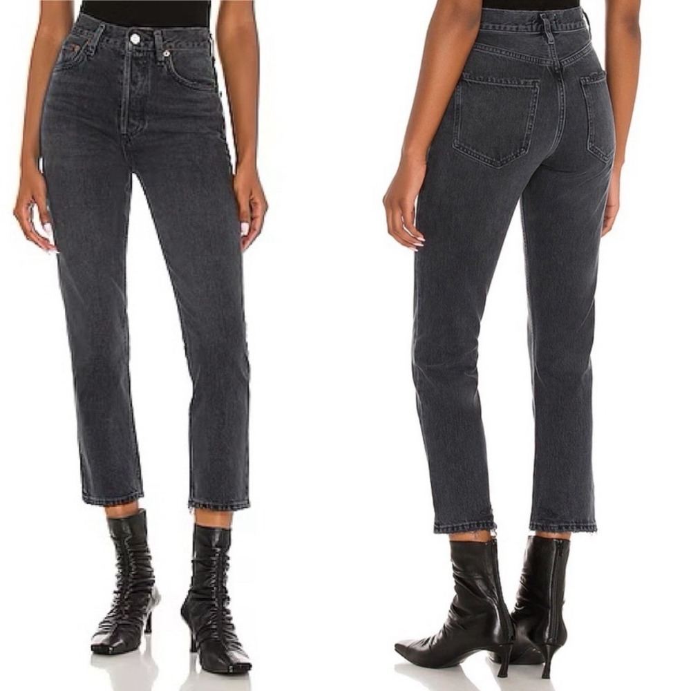 Agolde Riley High Rise‎ Straight Crop in Edit Black Wash Size 27